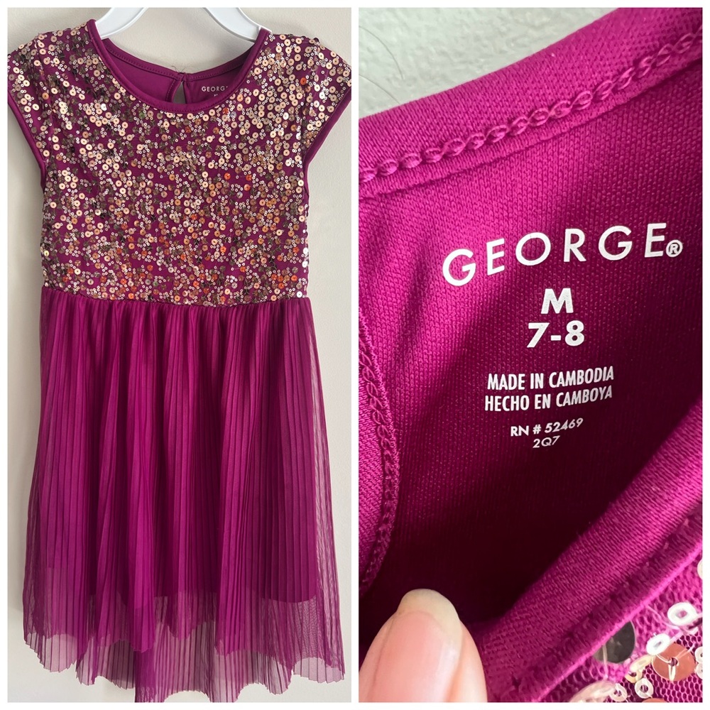 George Fuchsia Sequin Party Dress Girls size 7/8